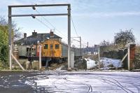 Seen only a couple of months after electric services commenced, Braintree station hosts a Class 302 unit on 21st January 1978. The disused platform on the right reveals the history of a former through station and passing point.<br><br>[Mark Dufton 21/01/1978]