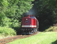 An ex-DR Class 112 hauls a Lauterbach Mole-Bergen auf Ruegen service into Putbus on 14th June.<br><br>[David Spaven 14/06/2014]