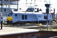 Class 67 no 67015 <I>David J Lloyd</I> in the sidings at the west end of Newcastle Central station on 9 July 2014.<br><br>[Colin Miller 09/07/2014]