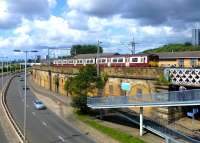 An eastbound train at Yorkhill on 7 August 2014.<br><br>[Colin Miller 07/08/2014]