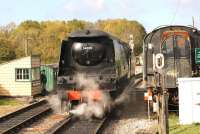 Bulleid West Country Pacific 34070 <I>Manston</I> in action at Norden on the Swanage Railway on 19 October 2014, the final day of the autumn steam gala.<br><br>[John McIntyre 19/10/2014]