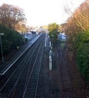 The Network Rail Track Rationalization Team has obviously not visited St Austell, with a crossover on the left, and at least two sidings by the car park on the right. View towards Penzance on 29 November.<br><br>[Ken Strachan 29/11/2014]