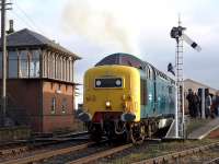 Deltic 55022 <I>Royal Scots Grey</I> departs Bo'ness on 27 December with the 12.30 to Manuel.<br><br>[Bill Roberton 27/12/2014]