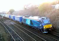 DRS 68003 <I>'Astute'</I> heads north through Arbroath on Sunday 19th January 2015 with the Grangemouth - Aberdeen <I>Intermodal</I> container train.<br><br>[Sandy Steele 19/01/2015]