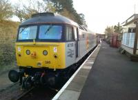 With the society's class 31 having moved to Rushden, the resident main line diesel on the Northampton and Lamport Railway is now 47395 - and very smart it looks too. View south along the platform towards Northampton on 21 February 2015. [See image 3139]<br><br>[Ken Strachan 21/02/2015]