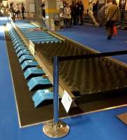 An a-track-tive exhibit: this length of track at Railtex, sponsored by Tata Steel, allowed several exhibitors to show off their products. I like the blue sleepers. [see image 51286]<br><br>[Ken Strachan 12/05/2015]