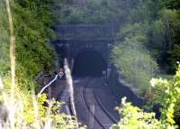 The western portal of Winchburgh tunnel on 19th May 2015, photographed through the chainlink fencing. Work is due to start here shortly. [See recent news item]<br><br>[Colin McDonald 19/05/2015]