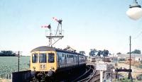 A DMU from Norwich leaving Wroxham in July 1969.<br><br>[Colin Miller /07/1969]