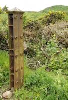 Surviving Admiralty specification fence post of the Peterhead Quarry Railway, at Stirling Hill quarry in June 2015.<br><br>[Brian Taylor 20/06/2012]