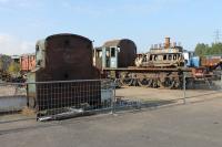 What remains of 08628 sits outside the RSR workshops in October 2015 while the last few usable parts are removed. The fuel tank, seen here alongside the stripped shunter, had the appearance of a tombstone. Although dismantling had been a slow process [See image 40433], looking at this loco it seemed that 08628 could not be around that much longer and by February 2016 it was in Andrew Goodman's yard near Sutton Coldfield in this stripped-down condition.<br><br>[Mark Bartlett 04/10/2015]