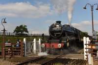 In between its main line forays <I>Black 5</I> 45305 is a regular performer on the GCR where it is based. It is seen here leaving Quorn and Woodhouse for Leicester North with a passenger service during the 2015 Autumn Steam Gala. <br><br>[Peter Todd 02/10/2015]