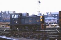 Barclay 0-4-0 DM D2426 (later 06007) shunting at Leith Walk East, thought to be in 1969. The former railway land here was later occupied by the Royal Mail's Brunswick Road sorting office, although this has now (2015) been demolished to make way for new housing. [Ref query 9339]<br><br>[John Furnevel Collection //1969]