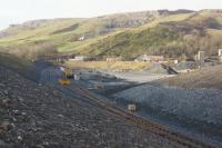 The new loading sidings at Arcow Quarry are in an advanced stage of construction on 23 January 2016. This new connection off the Settle and Carlisle line south of Horton-in-Ribblesdale is expected to be ready for the first stone trains very soon.<br><br>[John McIntyre 23/01/2016]