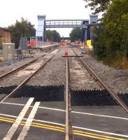 Another shot [see image 52322] of work in progress at Bicester Town station in August 2015. The line has since re-opened, so it wouldn't be a good idea to try and repeat this shot; which looks East.<br><br>[Ken Strachan 14/08/2015]