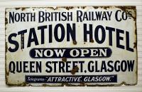 As the sign attests, this is not the first time that Glasgow Queen Street has had a bit of a makeover. The sign can be found at the Statford Barn Railway. The Victorians really were the masters of marketing - 'Attractive. Glasgow.'.<br><br>[Peter Todd 09/04/2016]