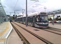 Another example of the changing scene in the Toton area as an afternoon tram prepares to head for Nottingham Midland at the recently opened terminus, which may in turn become a stopping point on a route to East Midlands Airport and Derby.<br><br>[Ken Strachan 23/04/2016]
