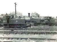 Scene in the shed yard at Eastfield on 12 October 1951. Ex-NB types present include Reid J88 0-6-0T 68327 of 1905 and Holmes J83 0-6-0T 68464 of 1901. <br><br>[G H Robin collection by courtesy of the Mitchell Library, Glasgow 12/10/1951]