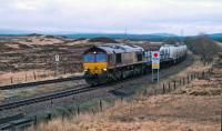 EWS 66102 southbound with aluminium slabs and empties from the Lochaber Smelter in 2007.<br><br>[Ewan Crawford 11/04/2007]