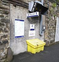 Bricked-up section of wall on the city bound platform at High Street station in June 2016, thought to be a defunct passenger access point.  [Ref query 10254]<br><br>[David Panton 25/06/2016]