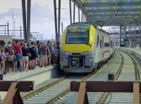 Siemens Desiro EMU 08554 at Ostend with fill up with hundreds of scouts with the 15.08 to Antwerp.<br><br>[Bill Roberton 26/06/2016]