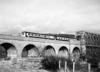 A west bound DMU crossing the River Spey Orton Bridge enroute to Elgin, 02 March 1979. Passing time 1506 hours.<br><br>[Peter Todd 02/03/1979]