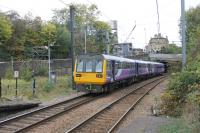A 153/142 combination leaves Shipley on a Leeds to Morecambe service on 21st October 2016. Behind the Pacer the south to north chord, used by Forster Square to Skipton services, trails in from the left at Shipley (Bingley Junction). [See image 38118] for a view of this much changed location in 1974.  <br><br>[Mark Bartlett 21/10/2016]