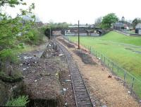 Looking west towards the site of the original Alloa station in April 2005, with the location of the proposed new station behind the camera on the other side of the bridge [see image 4088]. <br><br>[John Furnevel 07/04/2005]