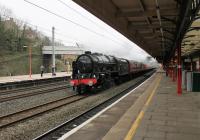 46115 <I>Scots Guardsman</I> takes the Down Fast through Lancaster on 11th March 2017 with a special from Manchester to Edinburgh. The Scot was standing in for the booked Duchess 46233. <br><br>[Mark Bartlett 11/03/2017]