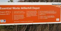 Information board about the new Millerhill Depot attached to the fence alongside Whitehill Road on 23 April 2017.<br><br>[John Furnevel 23/04/2017]