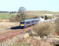 The 0845 (Sunday) Tweedbank - Edinburgh ScotRail service about to run through the site of Heriot station on 2 April 2017 heading for its next stop at Gorebridge. <br><br>[John Furnevel 02/04/2017]