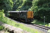 The ELR Small Engines weekend took place on 3rd/4th June 2017, coincidentally the 45th Anniversary of the last BR passenger train to Rawtenstall. Newly repainted 09024 runs through the woods near Summerseat on a short working from Bury to Ramsbottom. <br><br>[Mark Bartlett 03/06/2017]