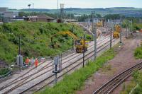Looking south over track and signalling work to connect the new electric train depot on the 18th of June.<br><br>[Bill Roberton 18/06/2017]