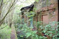 The former bay platform and west wall of the old locomotive shed at St Boswells, gradually returning to nature in November 2007.<br><br>[John Furnevel 09/11/2007]