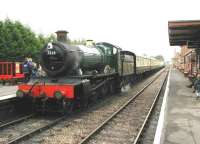 Preserved Collett 4-6-0 no 7828 <I>Odney Manor</I> seen shortly after arrival at Bishops Lydeard in June 2002.<br><br>[Ian Dinmore 06/06/2002]