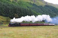 Black 5 No.45407 can't be faulted for effort as it charges up the gradient west of Glenfinnan with the afternoon* Jacobite * service for Mallaig.<br><br>[John Gray //2017]