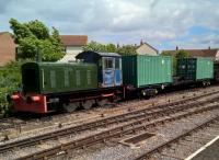I'm sure those ISO containers are younger than Drewry 04 shunter D2271. But it's a strange and interesting contrast, seen at Minehead in May 2017.<br><br>[Ken Strachan 13/05/2017]