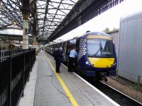 Crew change for an Inverness service in Platform 7 at Perth on 4th October 2017.<br>
<br>
<br><br>[David Panton 04/10/2017]