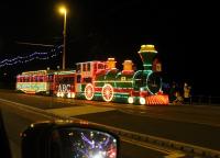The 2017 Blackpool Illuminations final night is Sunday 5th November. A few evenings before that the <I>Western Train</I> takes another tour from Pleasure Beach to Little Bispham, seen here near Wilton Parade heading north. <br><br>[Mark Bartlett 01/11/2017]