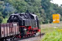 A blur of speed - HSB 99 222 approaching Wernigerode with the 15:53 train from Drei Annen Hohne on 19 September 2017!  This locomotive features on the tickets for the Wernigerode-Brocken Summit service [See image 61132] and [See image 61119] for a note on its unique, cylindrical feed-water heater.<br><br>[Norman Glen 19/09/2017]