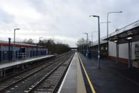 The rebuilt station at Bicester Town, looking to Oxford.<br><br>[Peter Todd 09/01/2016]