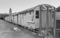 Converted Gresley ADE320692 alongside the carriage shed at Perth in 1988.<br>
<br>
<br><br>[Bill Roberton //1988]