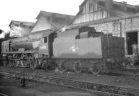 Bulleid West Country Pacific 34093 <I>Saunton</I> on shed at Nine Elms in October 1964.<br><br>[K A Gray 23/10/1964]