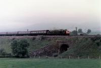 The Class 40 prototype D200 (40122) seen heading south at Ormside during that period in the 1980s when it was reinstated to main line service for regular passenger use on the Settle & Carlisle line.  <br><br>[Mark Bartlett 15/09/1984]