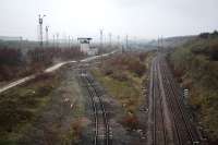 The pathetic remains of the once mighty Tinsley Marshalling Yard.<br><br>[Ewan Crawford 23/11/2004]
