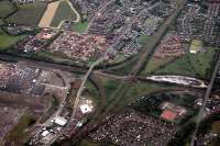 Aerial view of the junctions to the south of Mossend Yard looking west. Note the Freightliner on the north to east curve.<br><br>[Ewan Crawford //]