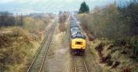 An Oban bound class 37 hauled train seen shortly after leaving Crianlarich in 1987 approaching the junction with the former Callander and Oban Railway at Crianlarich Lower Junction.<br><br>[Ewan Crawford //1987]