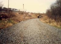 Looking north east at Knightswood South Junction. The lifted Stobcross Railway is in the foreground. After closure this cutting was filled with dumped rubbish. The line has been re-opened. Access by kind permission of British Rail.<br><br>[Ewan Crawford //1988]