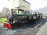 <h4><a href='/locations/B/Blaenau_Ffestiniog_FR'>Blaenau Ffestiniog [FR]</a></h4><p><small><a href='/companies/F/Festiniog_Railway'>Festiniog Railway</a></small></p><p>Two immaculate 126 years old Ffestiniog locomotives, 'Linda' (left) and 'Blanche', at the terminus at Blaenau Ffestiniog prior to double-heading a special, chartered by UK Railtours, as far as Porthmadog and then, with a change of locomotive, through to Caernarfon via the Welsh Highland Railway on 6th April 2019. 4/14</p><p>06/04/2019<br><small><a href='/contributors/David_Bosher'>David Bosher</a></small></p>